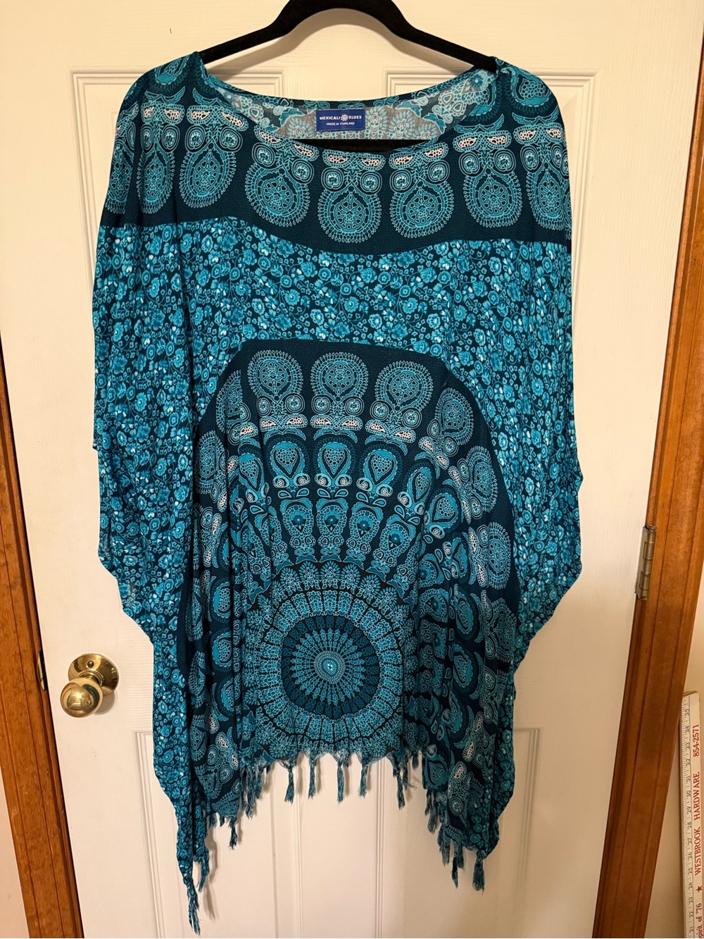 Mexicali Blues Teal Patterned Fringe Tunic